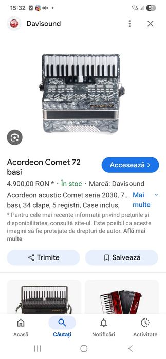 Acordeon Comet în stare perfecta de funcționare