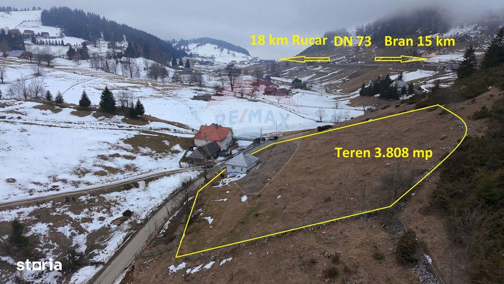 Teren 3808mp+Casă Fundata, Brașov - Cheile Grădiștei - Drum asfaltat