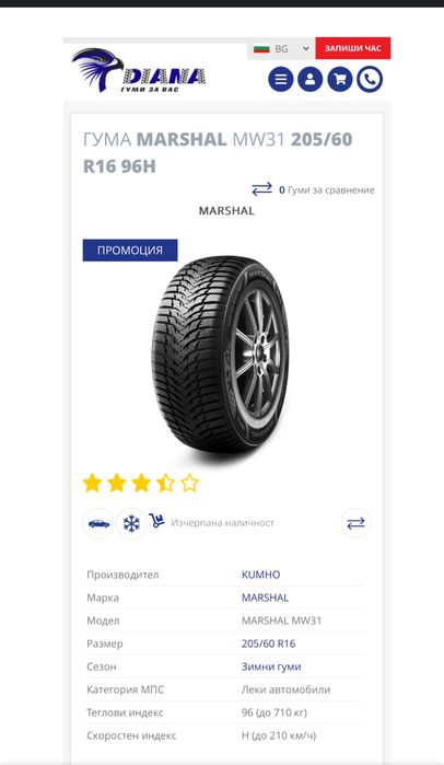 KUMHO Marshal 205/60/16 зимни гуми - 7,9 mm