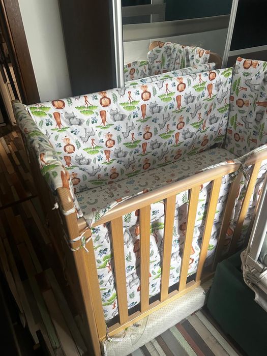 Pătuț YappyKids YappyLull 120x60 cm din lemn de fag + 2 saltele | Folosit doar 6 L