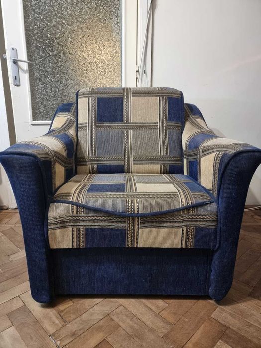 Fotoliu albastru confortabil 80x80 cm