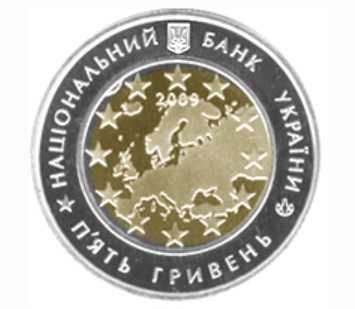 Биметаллическая монета "60 лет Совету Европы"