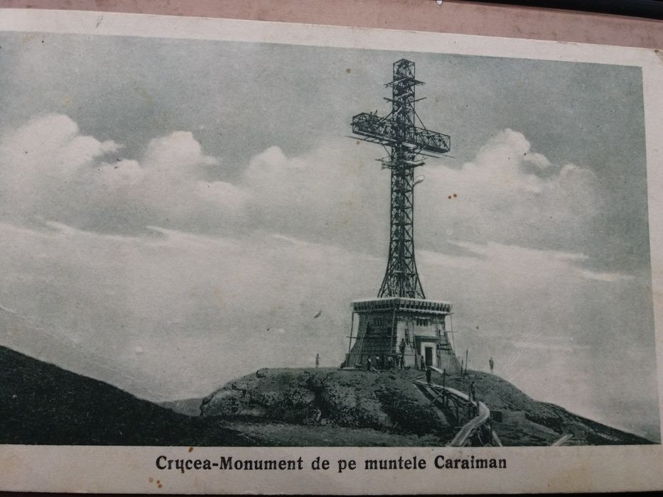Carte postala "crucea de pe caraiman" finalul constructiei