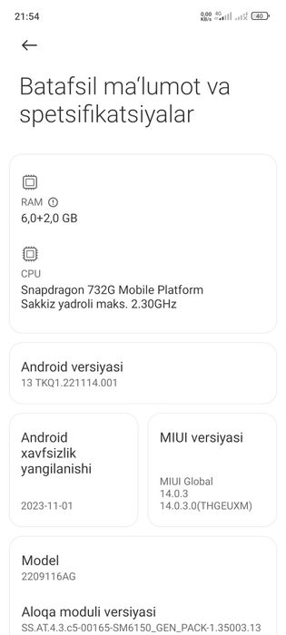 Redmi not 12 pro bor holati ideal