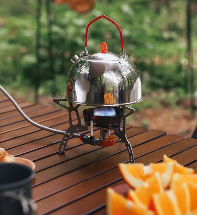 Туристическая горелка со шлангом и ветрозащитой мощная компактная