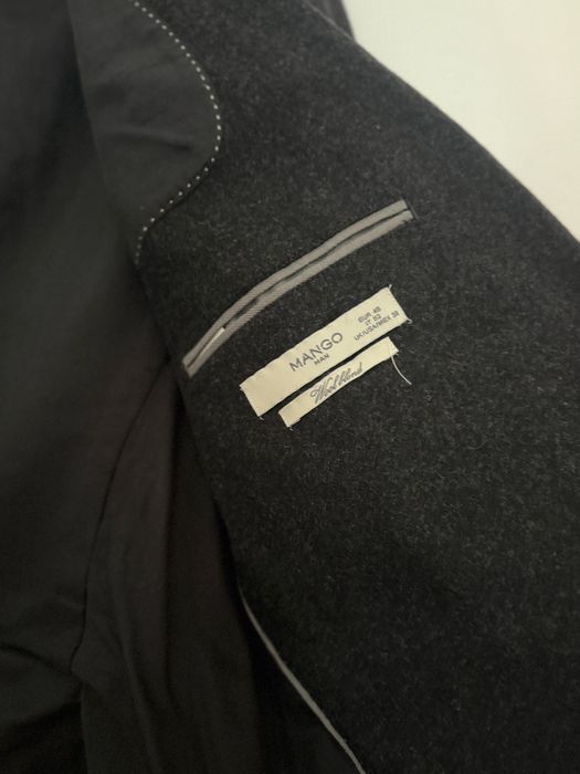 Sacou Mango Man Slim Fit, lână Nova Fides Italia, antracit, mărimea 48