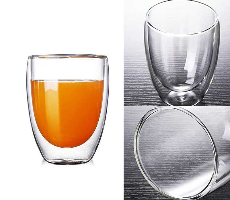 Термоустойчиви чаши с двойно дъно за кафе, чай, капучино 250 мл