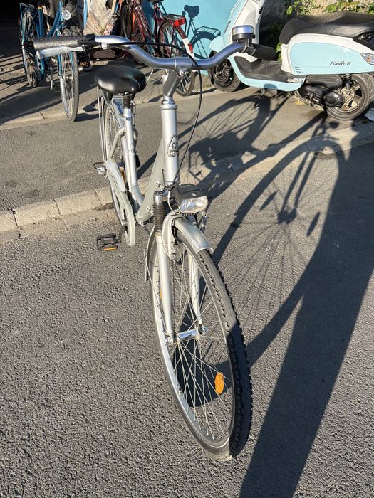 Bicicleta argintie de dama