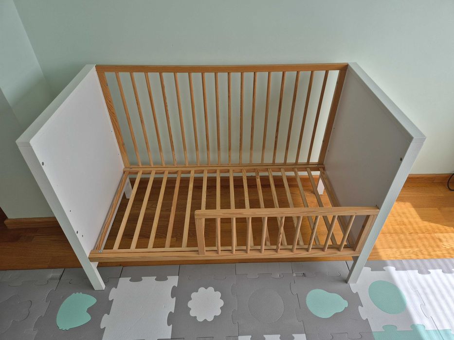 Бебешко легло Kinderkraft Mia (бяло/дърво) + матрак Magniflex Giotto Baby