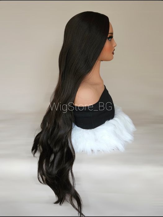 Тъмно кафява дълга перука без бретон на леки вълни