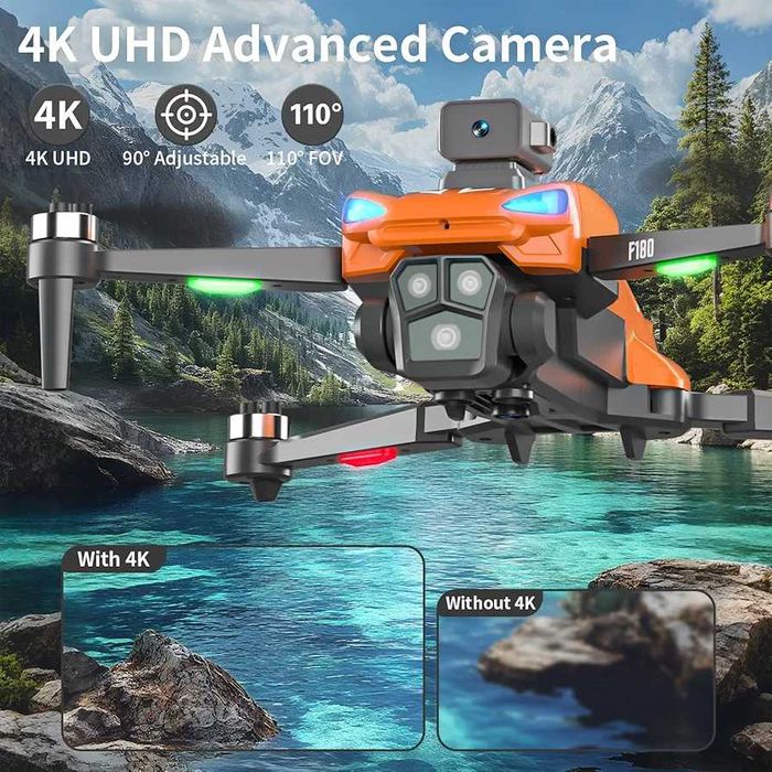 F180 с 4K Камера, GPS, Дистанционно с 4.5" и Сензор за Препятствия