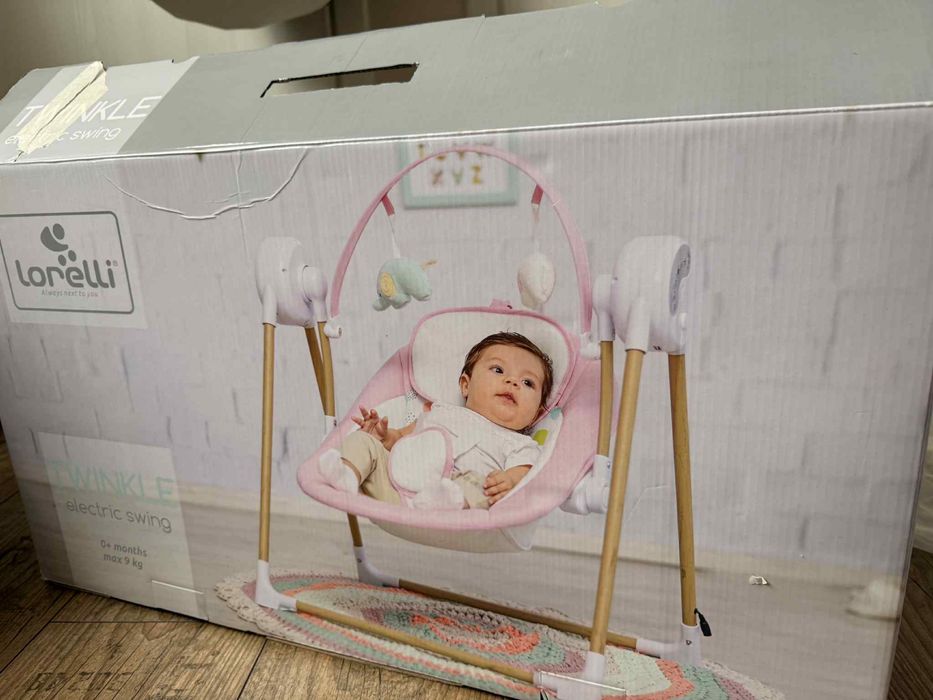 Бебешка електрическа люлка Lorelli- Twinkle Pink Rhino