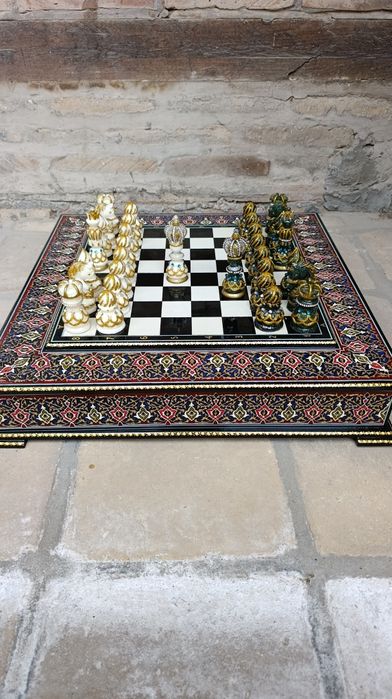 Шахматы Shaxmat 50×50 sm MDF doska toshlari epoksiddan