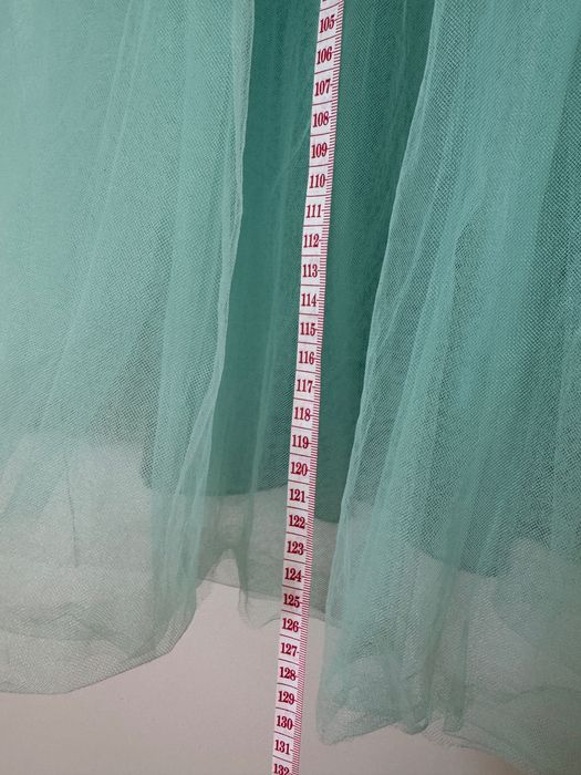 Rochie elegantă fete 146 cm cu tull verde mentă, foarte pufoasă