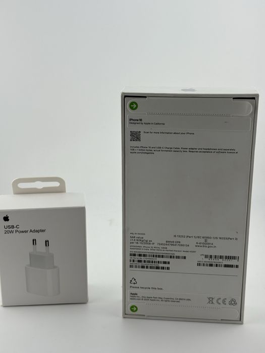 iPhone 16 5G, 128GB, White, sigilat, pachet Extra Full