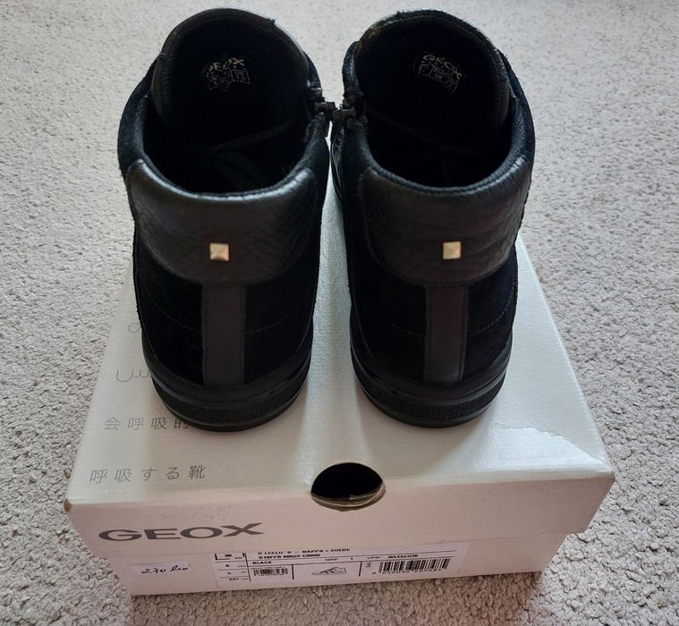 Sneakers mid Geox 38 - 24,5 cm, piele și piele intoarsa. Aproape noi! Rezistenti la ploaie - waterproof