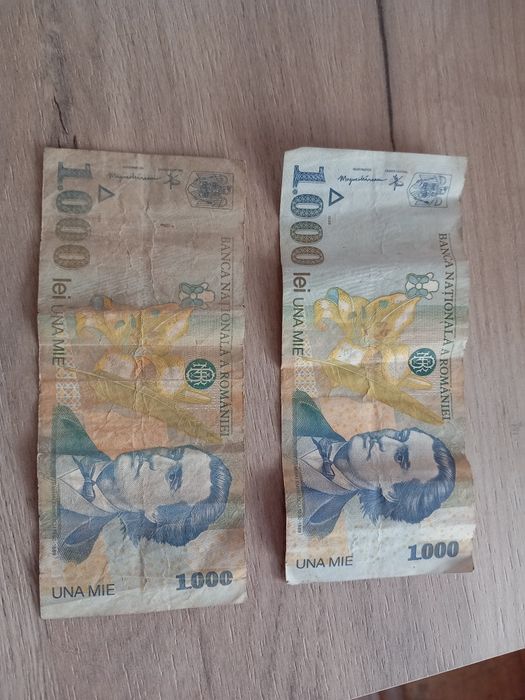 2 Bagnote de 1000 lei 1998.