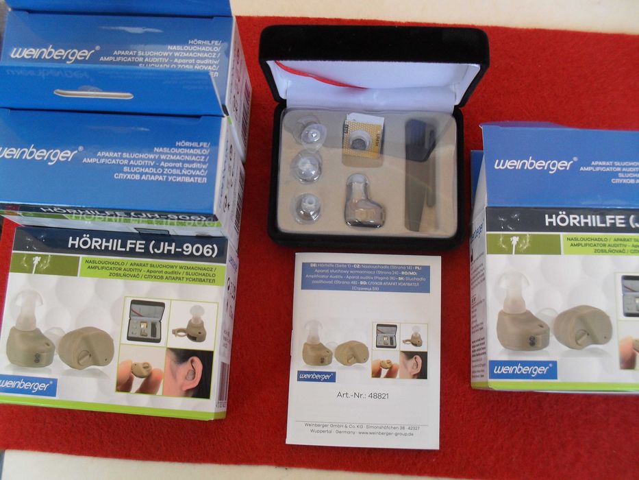 Мини немски слухов апарат WEINBERGER с регулирне звука+ 3 размера тапи