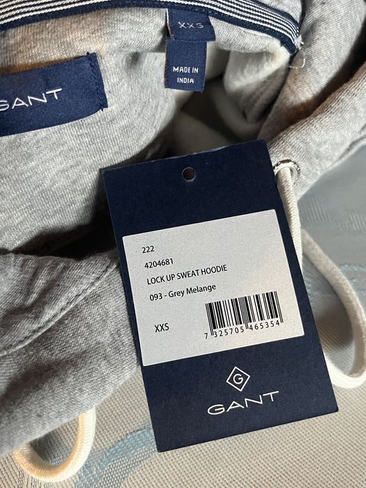 Gant, hanorac damă, cu glugă, gri deschis, bumbac