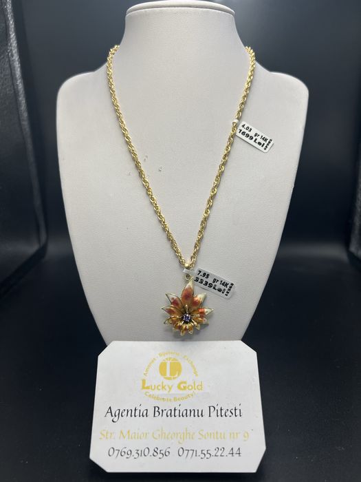 Lant , pandant aur 14k 4,03 ,7,95 gr lungime 44 cm cod 22761,21575