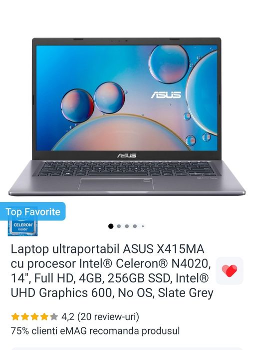 Laptop ultraportabil ASUS 14"