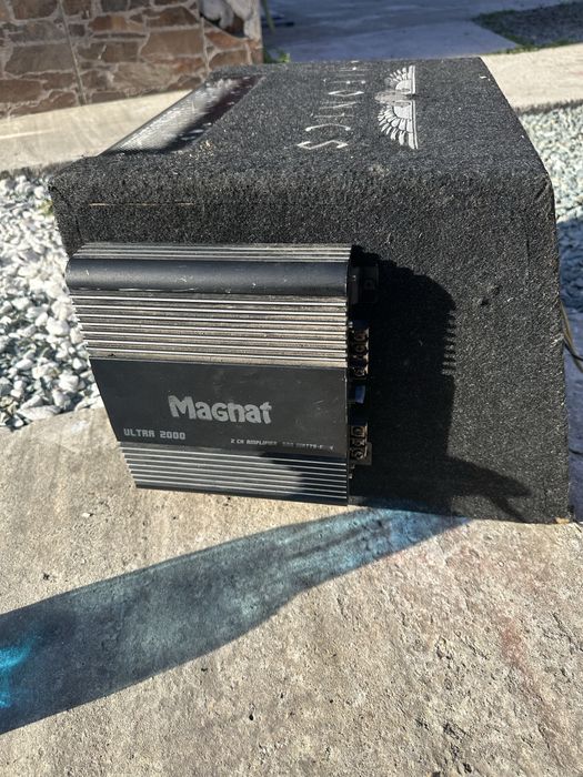 Subwoofer auto Hifonics + amplificator Magnat – sistem complet bass puternic