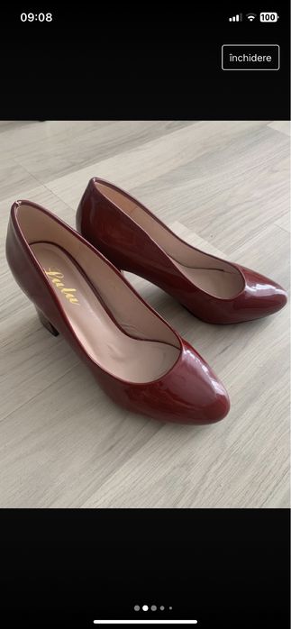 Pantofi lacuiti cu toc gros, m36