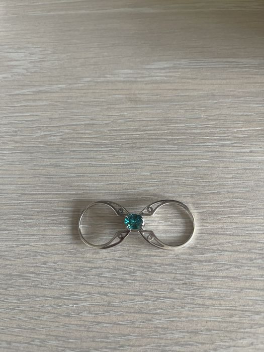 Inel aur alb 14k cu doua fete