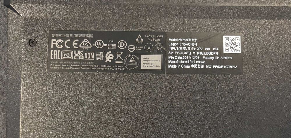 Lenovo Legion 5 Ryzen 5 5600H RTX 3060 16GB RAM 165Hz