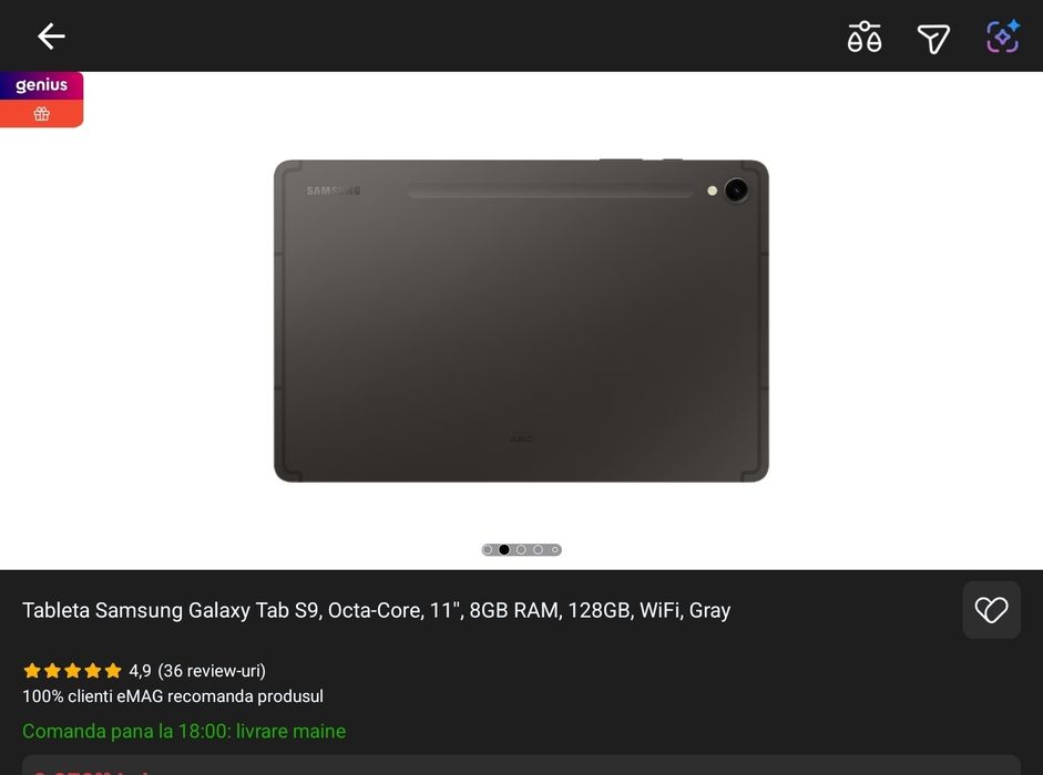 Samsung Tab S9 grey 8/128gb wifi+ Tastatura Bt, Noua, Garanție