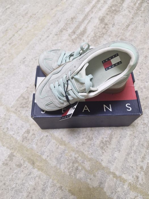 Adidasi Tommy 37 verde menta dama, piele intoarsa