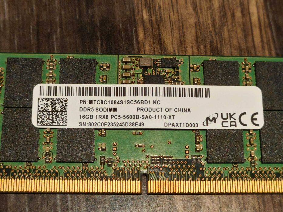 Памет 32GB (2x16GB) DDR5 5600MHz Micron – MTC8C1084S1SC56BD1 SODIMM