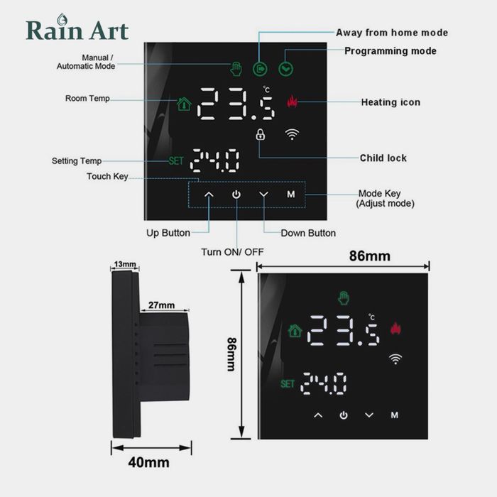 комнатные термостаты , Комнатные датчики для отопления тёплый пол
