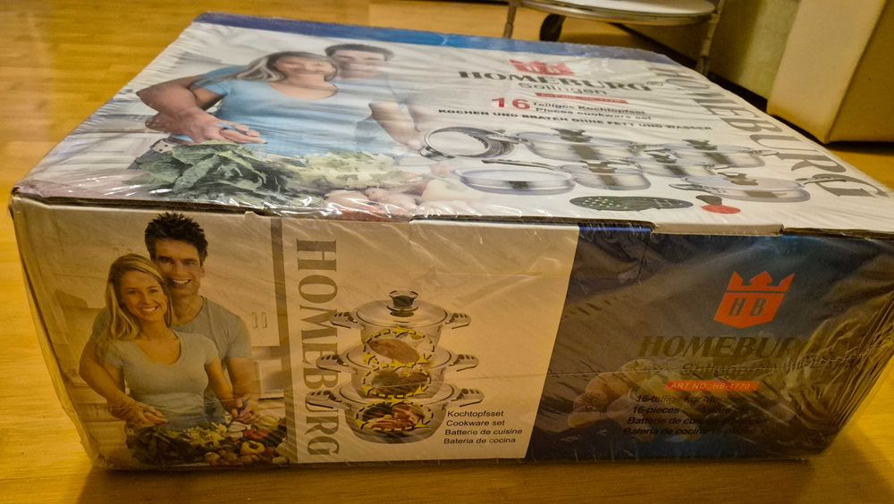 Set NOU oale si tigai INOX 16 piese de gatit Homeburg