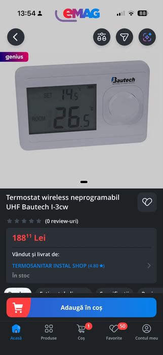 Set 6 senzori termostat casa Bautech i3cw + modul control CT-9200