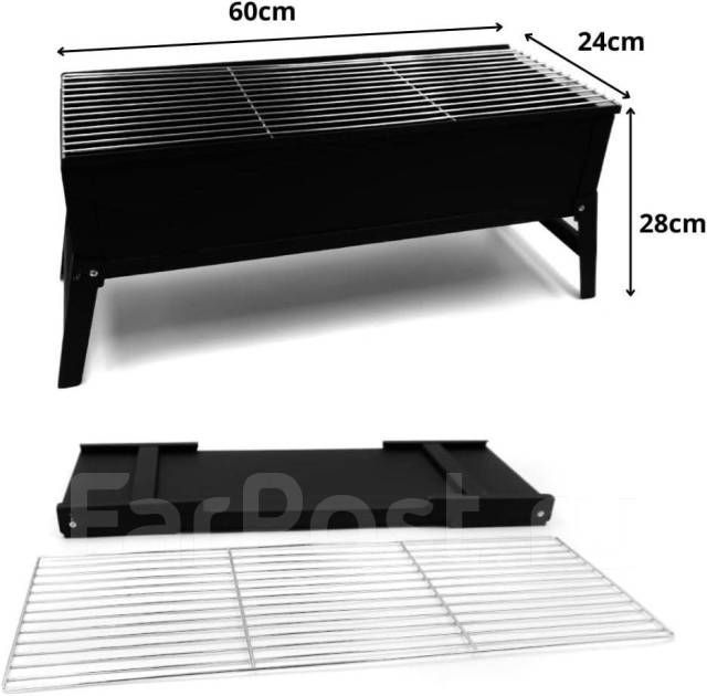 Мангал складной толстая сталь с двумя решетками
