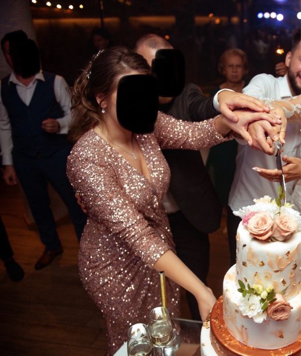 Rochie lunga de nasa de ocazie eleganta aurie lunga paiete sclipici