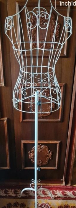 Manechin metalic reglabil pe înălțime,  alb, nou