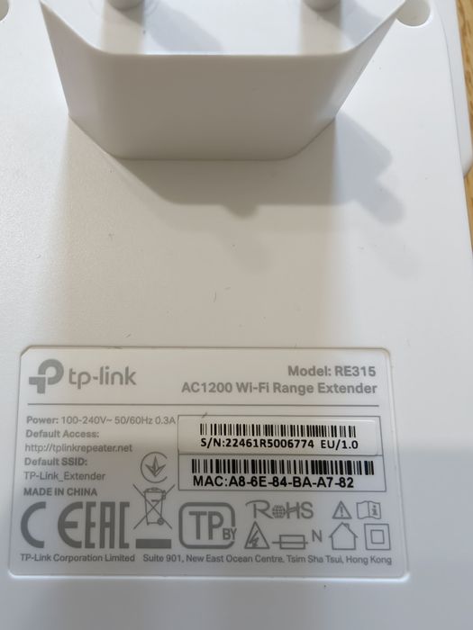 Разширител на обхват Wi-Fi TP-Link RE315 AC1200, OneMesh™, Smart Roaming, High Speed ​​​​Mode, Access Point Mode, WPS бутон
