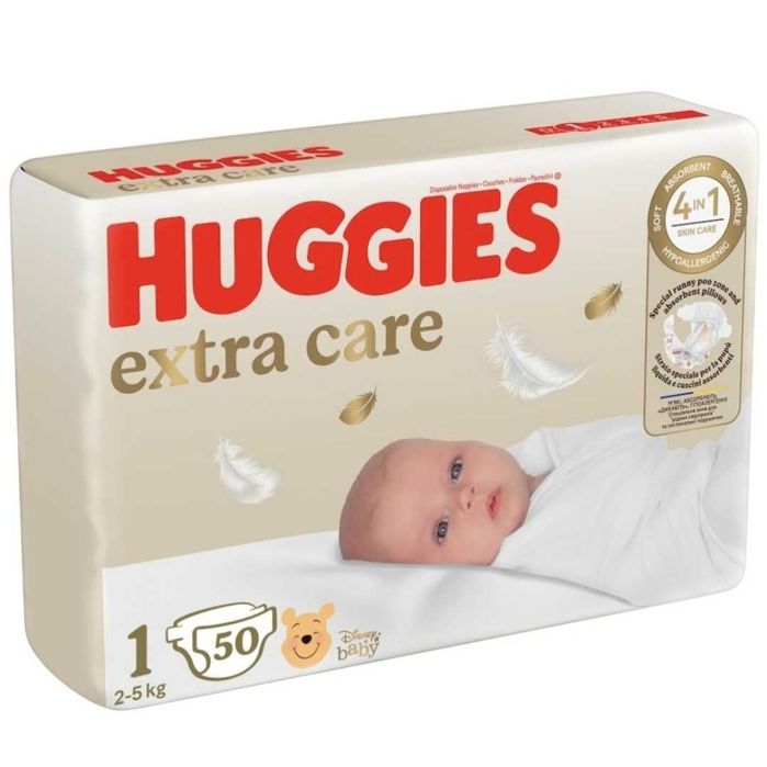 Scutece Huggies Extra Care Jumbo marimea 1, 2-5 kg, 2 bax 50 buc