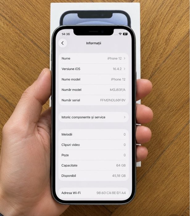 Telefon Iphone 12 Blue Impecabil ca Nou Fullbox 64GB 5G Trimit Schimb Pret fix