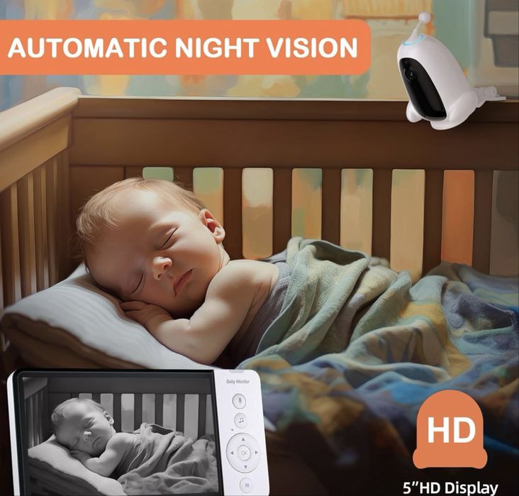Бебешки монитор без WiFi 5" HD видео