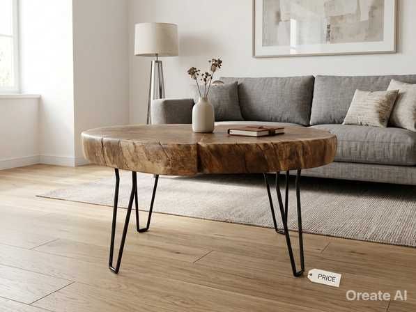 Masă din lemn masiv de nuc – design modern - Masuta cafea H 48 cmx L 88 cm x l 63 cm