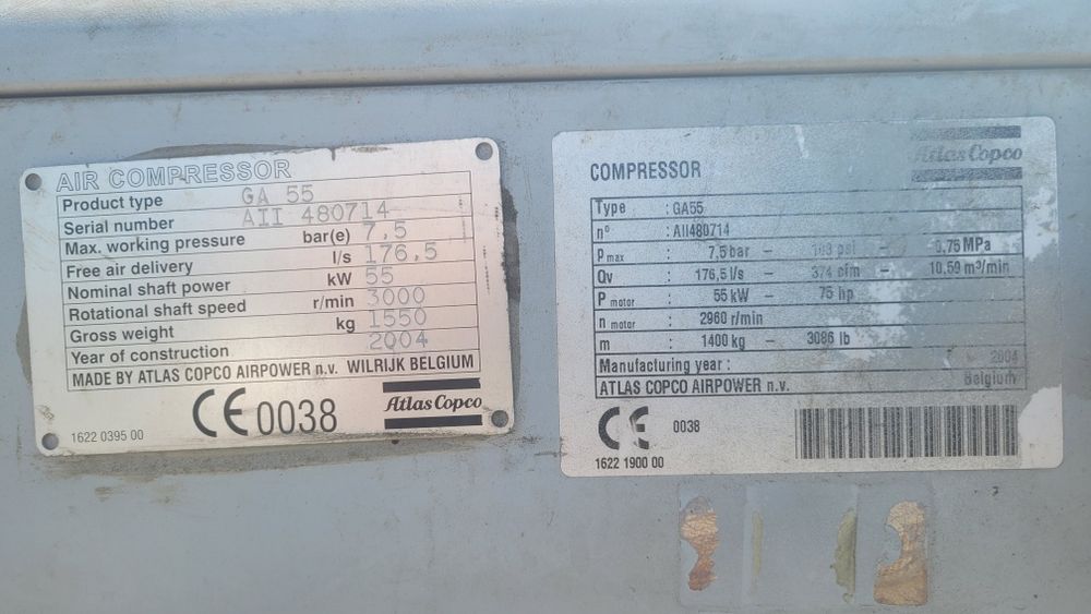 compresor aer cu surub 55 kw rezervor butelie aer comprimat