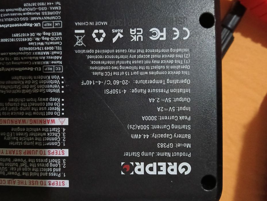Jump starter Grepro GP383