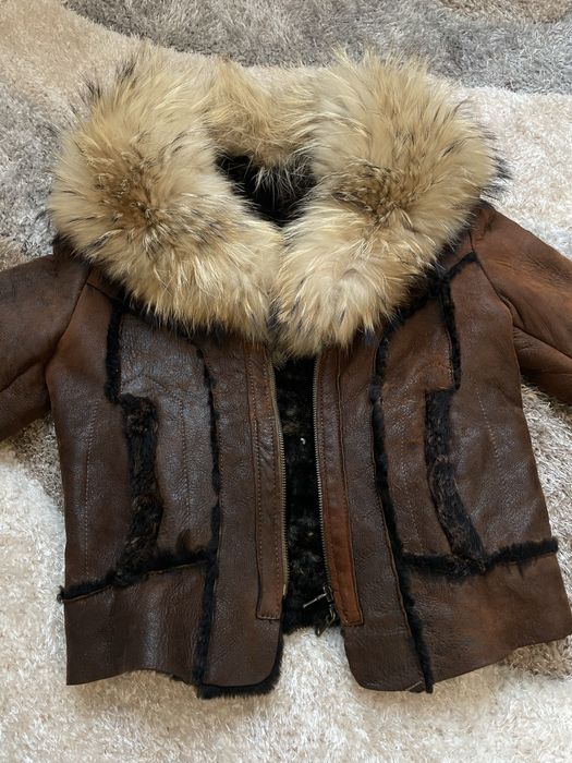 Кожух естествена  кожа, косъм от лисица