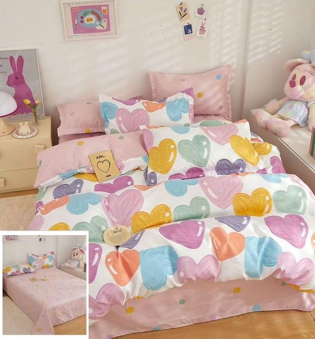 Lenjerie Pat Bucurie Sf099, Bumbac, 4 Piese, Fara Elastic, Lila, Roz