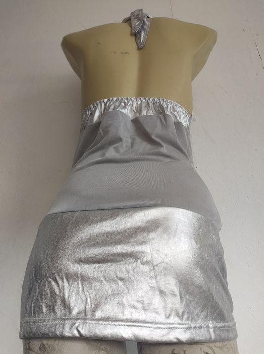 Rochie Elastica Scurta Sexy Gri Argintie  XS S M L  Trikini Argintiu