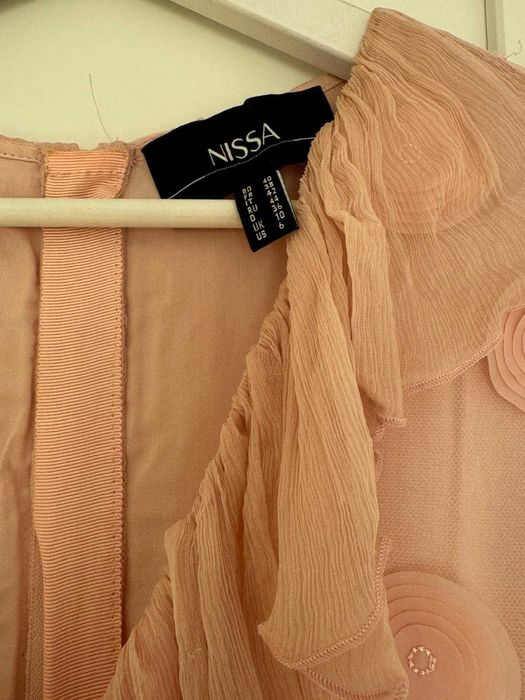 NISSA Rochie midi cu decolteu in V, Roz pastel