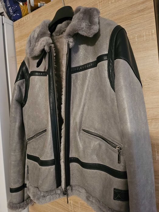 Cojocel dama blana si piele naturala